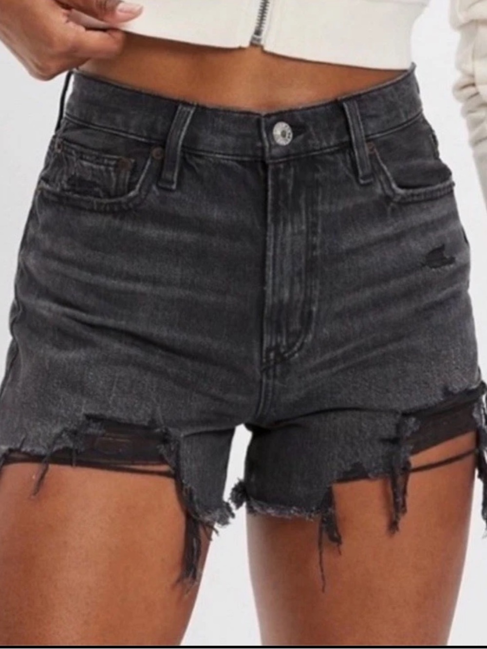 American Eagle Outfitters Highest Rise 90s Boyfriend Shorts Women 14 Black Denim